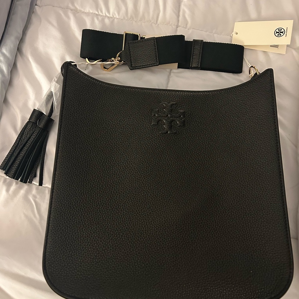 Tory Burch Black Tassel Leather Shoulder Bag